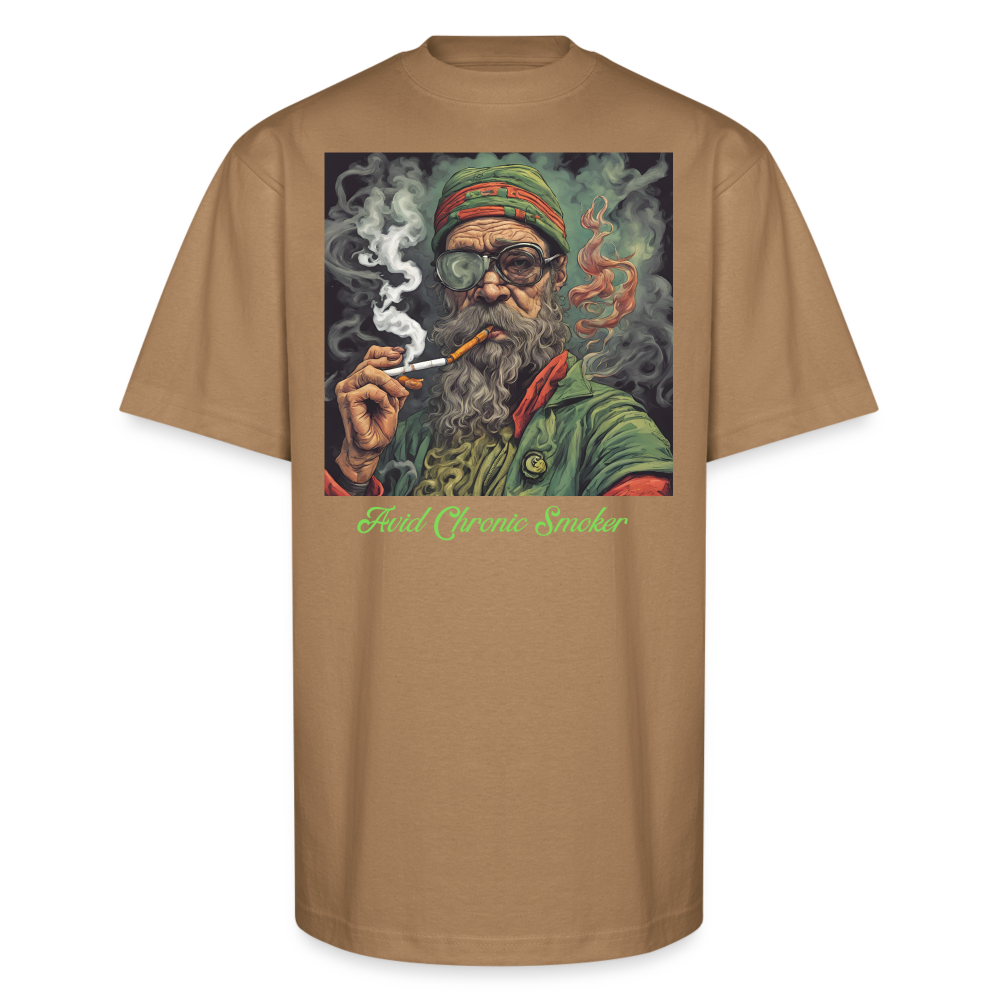 Avid Chronic Smoker - Unisex Oversized Heavyweight T-Shirt - khaki