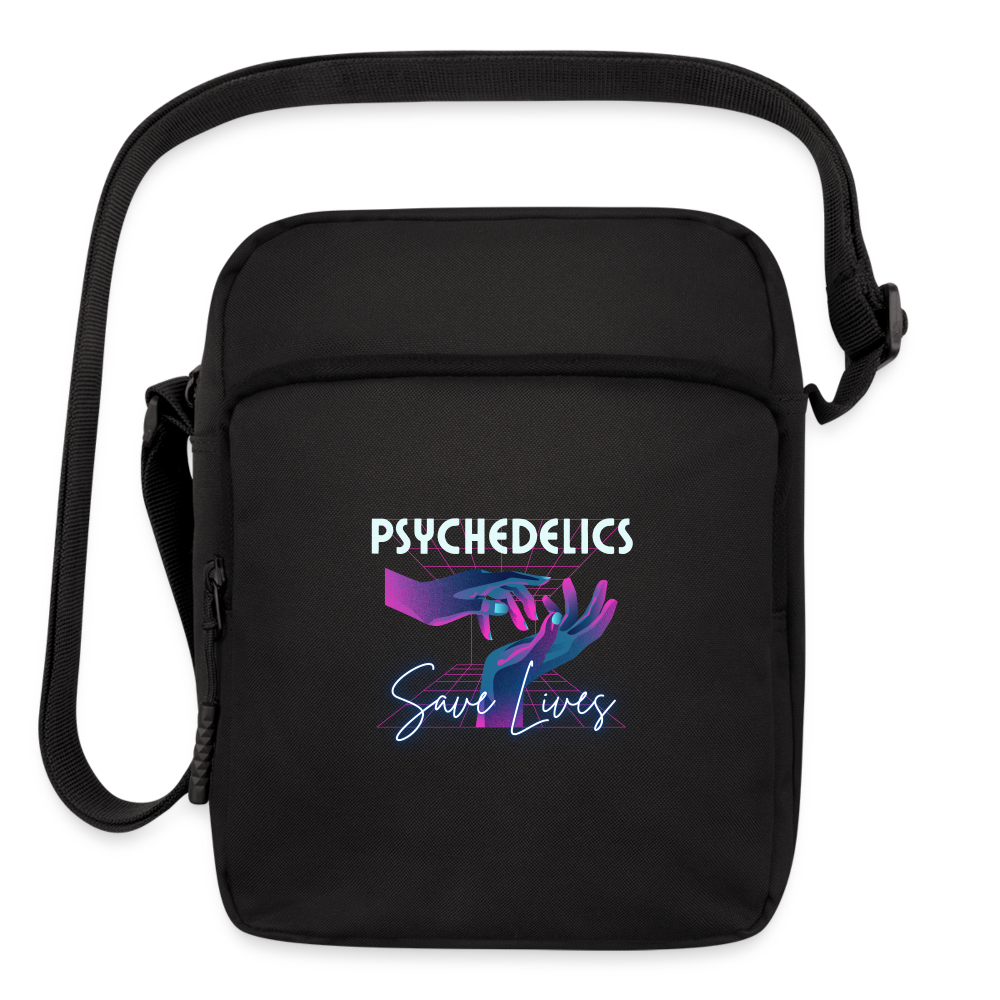 Upright Crossbody Bag  PSYCHEDELICS SAVE LIVES - black