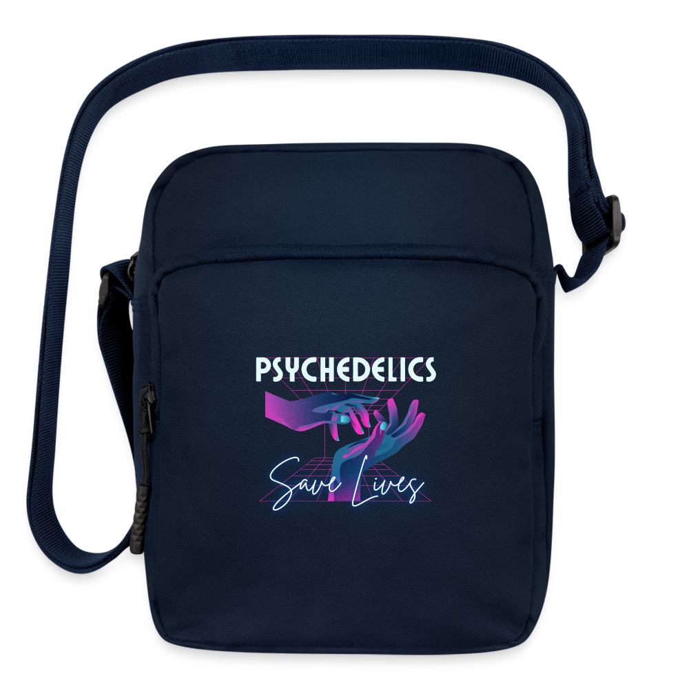 Upright Crossbody Bag  PSYCHEDELICS SAVE LIVES - navy