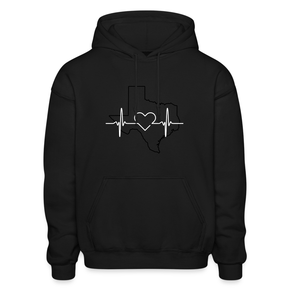 Texas Heartbeat Gildan Adult Hoodie - black