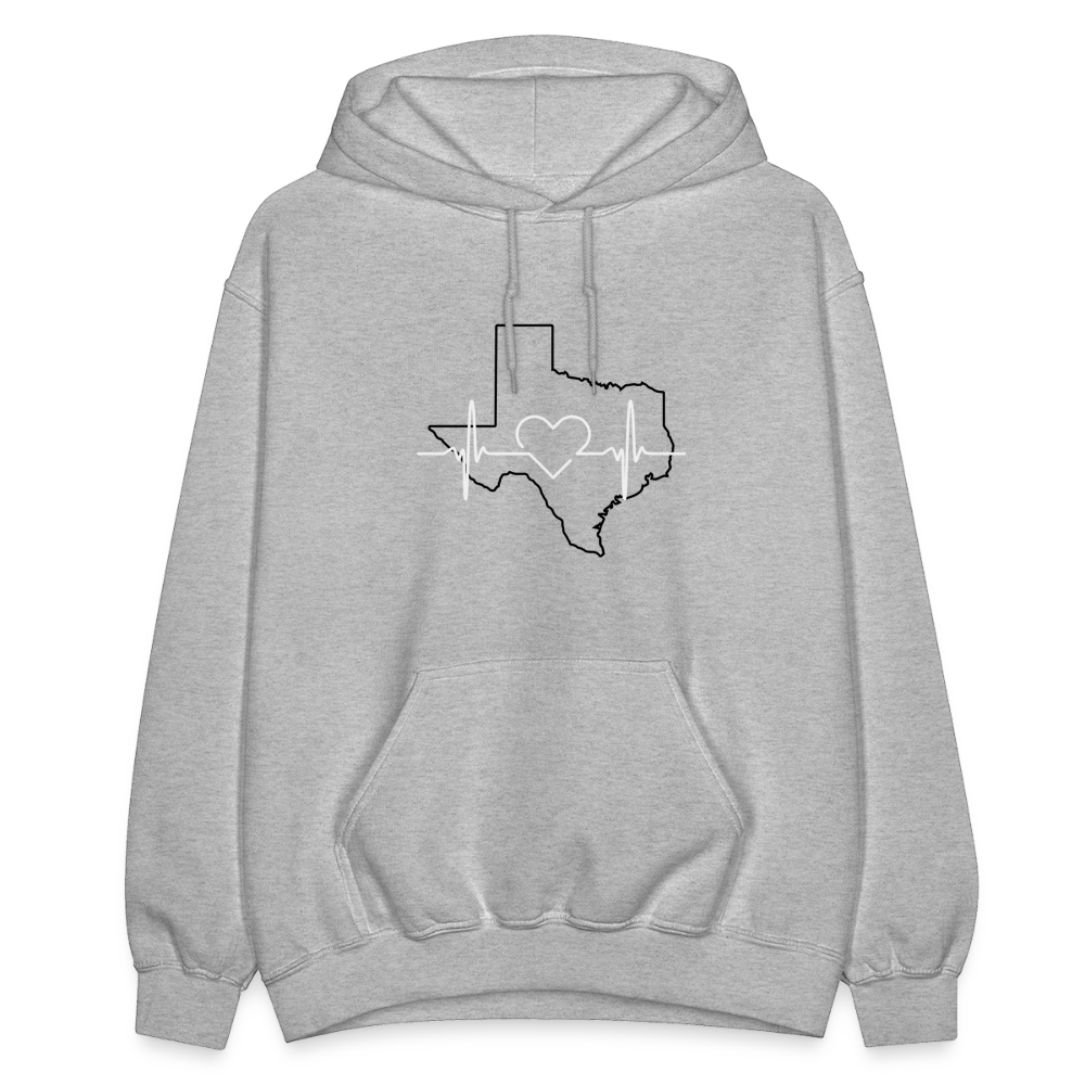 Texas Heartbeat Gildan Adult Hoodie - heather gray