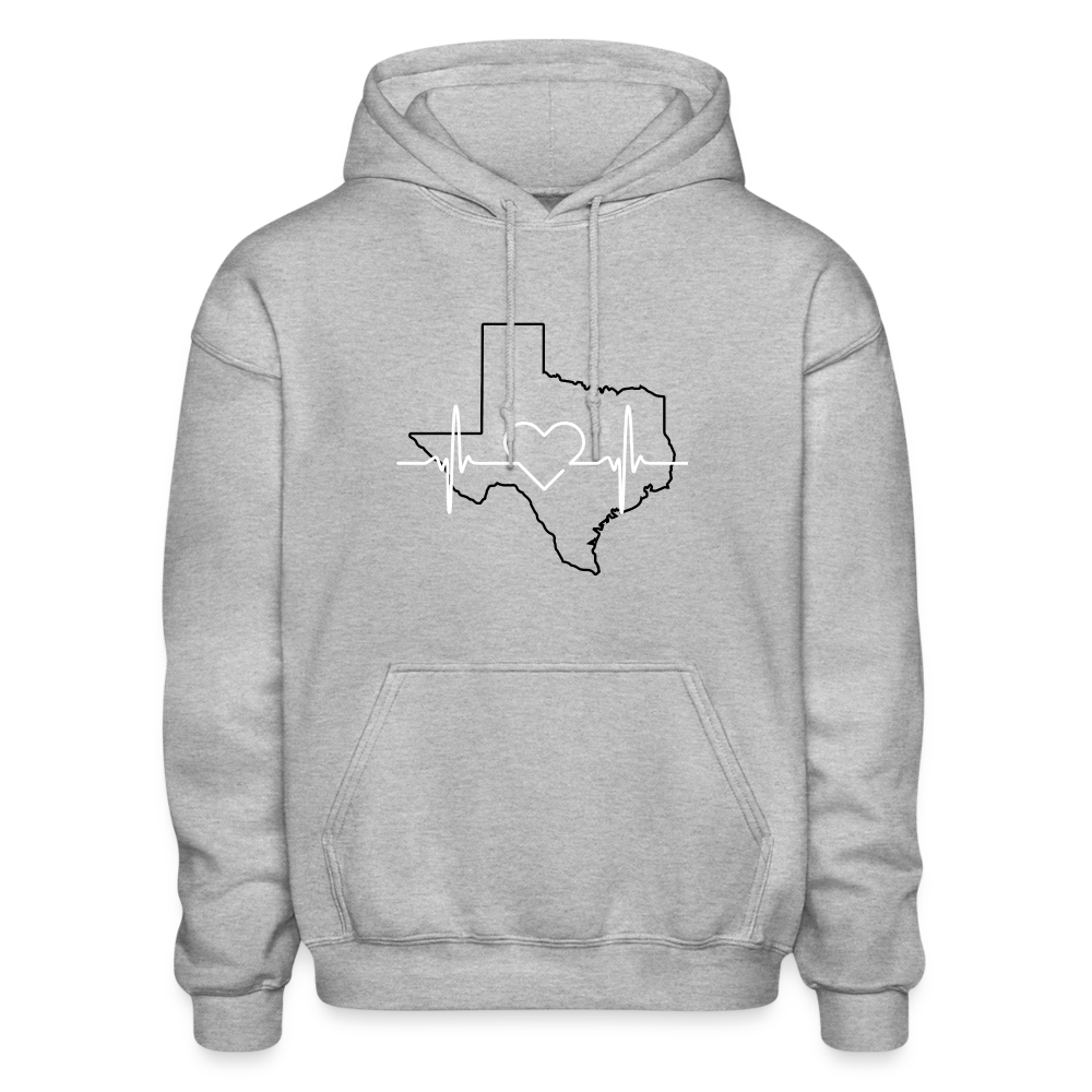 Texas Heartbeat Gildan Adult Hoodie - heather gray