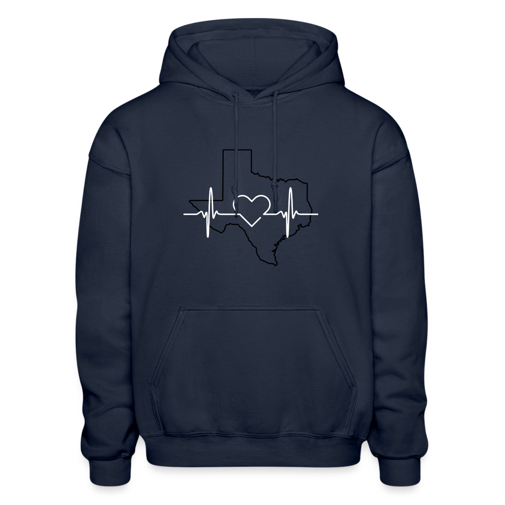 Texas Heartbeat Gildan Adult Hoodie - navy